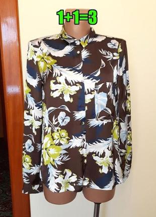 🤩1+1=3 стильна шоколадна блуза блузка в квітковий принт zara, розмір 44 - 46