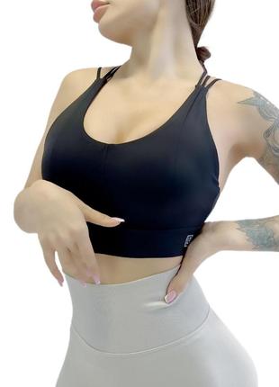 Спортивный топ пуш ап для фитнеса lilafit черный s (lfb000019)