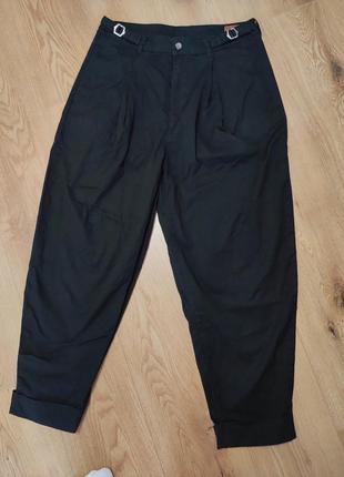 Штани брюки чоловічі чорні зверху широкі знизу завужені casual regular asos man, розмір s