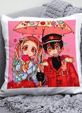 Плюшевая подушка аниме туалетный мальчик ханако кун jibaku shounen hanako kun квадрат 35х35 см белая