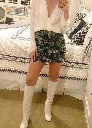 Жаккардовая стильная юбка zara этикетка