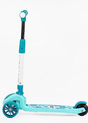 Дитячий самокат skyper sl-2605. світло, музика, 3 pu колеса, підсвічування платформи. блакитний