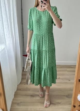 Ярусное зеленая платье в цветы new look