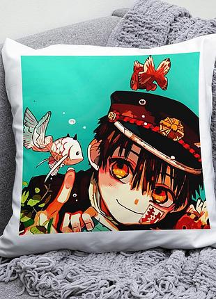 Плюшевая подушка аниме туалетный мальчик ханако hanako kun квадрат 35х35 см белая
