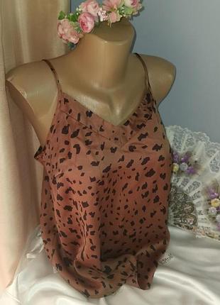 Брендовая атласная майка топ размера s