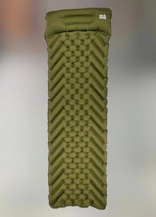 Каримат надувний skif outdoor bachelor ultralight, 190х55х5 см, колір — олива, легкий надувний каремат військовий