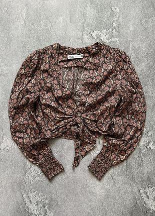 Zara m зара жіноча блузка топ довгий рукав рубашка трендова кольорова