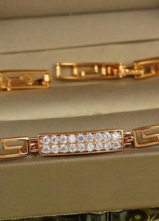 Браслет xuping jewelry позиция с фианитовой пластиной  17 см 6 мм золотистый