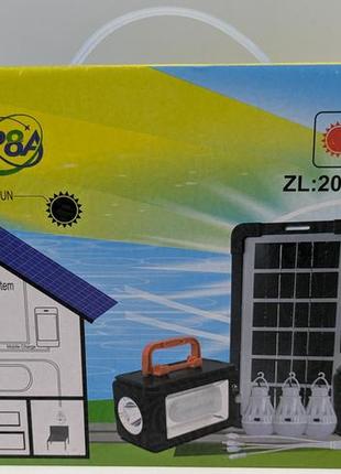 Фонарь на солнечной панели с функцией powerbank и выносными лампочками eb-91019 (ja-2009)