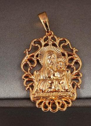 Ладанка xuping jewelry ажурный овал мария с младенцем 3.2 см золотистая