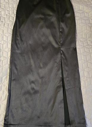 Черная атласная сатиновая юбка
