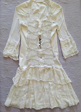 Платье, вискоза, белое, коттон, от eliza cavaletti, имталия, бохо