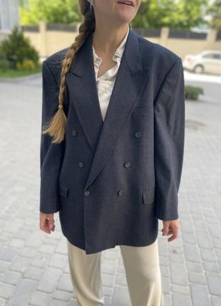 Шерстяной двубортный пиджак жакет блейзер батал