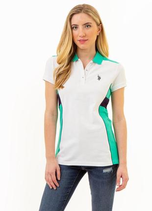 Жіноча футболка поло u.s. polo assn. pool green xs біла