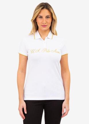Жіноча футболка поло u.s. polo assn. white xs біла із золотим