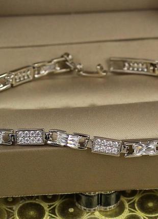 Браслет xuping jewelry гравий с белыми камнями 17 см 5 мм серебристый