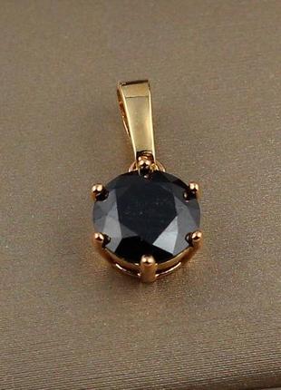 Кулон xuping jewelry черный камень на шесть креплений 8 мм золотистый