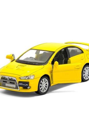 Автомодель легкова mitsubishi lancer evolution x 1:36, 5" kt5329w (жовтий)