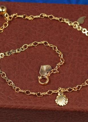 Браслет xuping jewelry на ногу черепашка з дзвіночком 25 см 2 мм домішка ланцюга 3 см золотистий