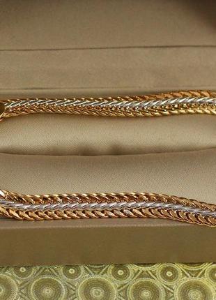 Браслет xuping jewelry коса комбінована з випуклою смужкою 20,5 см 6 мм золотистий
