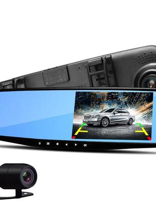Автомобільне дзеркало відеореєстратор для машини на 2 камери vehicle blackbox dvr 1080p камерою заднього огляду.