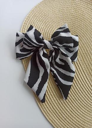 Черный бант заколка для волос бантик для фотосессии в принт зебры