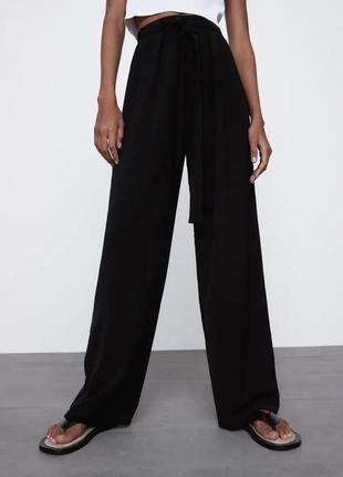 Легкие черные брюки палаццо zara