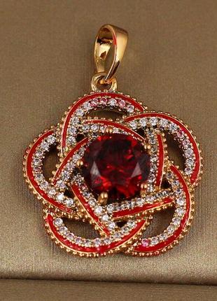 Кулон xuping jewelry чакра с красным камнем 2 см золотистый