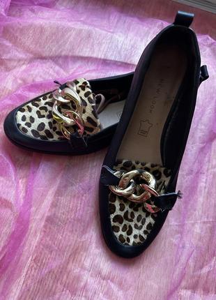 Лоферы туфли обувь женский леопард