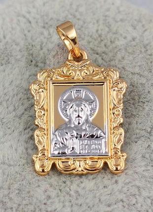 Ладанка xuping jewelry прямокутна з завитками ісус христос 2 см комбінована