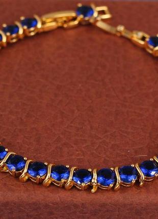 Браслет xuping jewelry искры салюта с синими камнями  21.5 см 5 мм золотистый