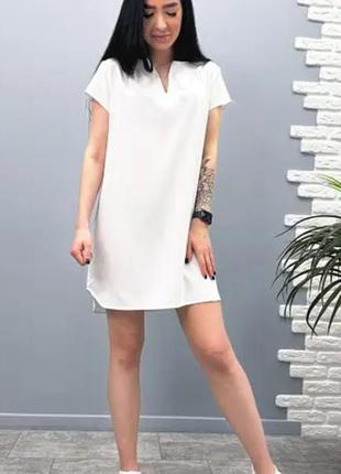 Летнее белое льняное платье