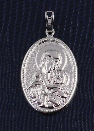 Ладанка xuping jewelry овальная тонкий кант мария с младенцем 3.4 см серебристая
