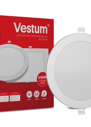 Круглий світлодіодний врізний світильник vestum 24w 6000k 220v 1-vs-5106
