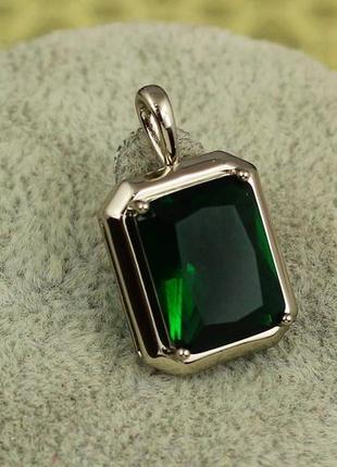 Кулон xuping jewelry зелений прямокутник 2.3 см сріблястий