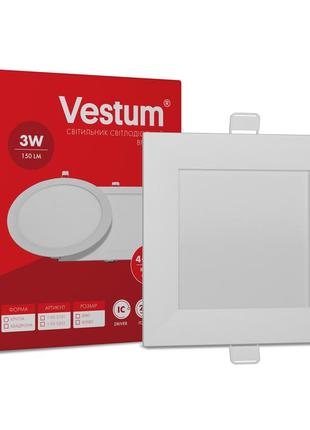 Квадратний світлодіодний врізний світильник vestum 3w 4000k 220v 1-vs-5201