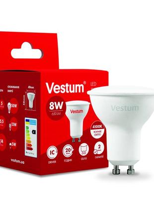 Світлодіодна лампа vestum mr16 8w 4100k 220v gu10 1-vs-1508