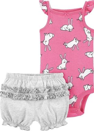 Літній бавовняний комплект carter’s картерс для дівчинки: боді-майка та шорти