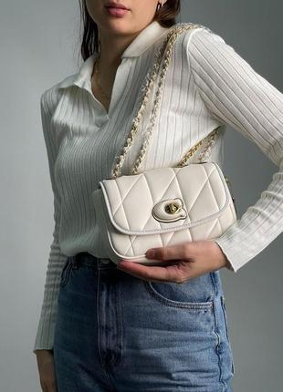 Сумка coach quilted pillow madison shoulder bag white