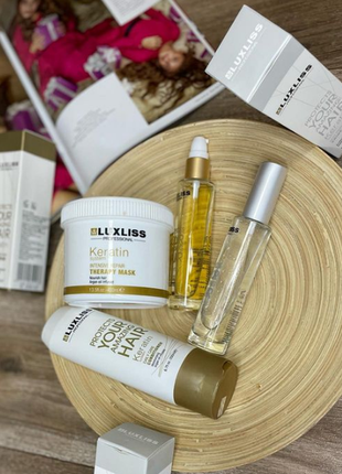 Набір для волосся luxliss keratin (кондиціонер 200 мл + маска 400 мл + спрей 50 мл + олія 50 мл)