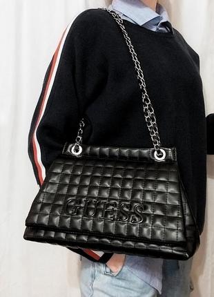 Стильна класична жіноча сумка guess чорна жіноча сумка конверт сумка крос боді сумка кросс-боді