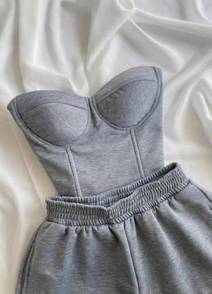 6️⃣8️⃣0️⃣гпн жіночий костюм топ з чашечками брюки палаццо корсет штани