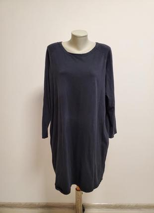Красивое брендовое трикотажное коттоновое платье свободного фасона батал
