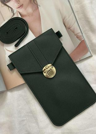 Маленькая сумка-кошелек для телефона темно-зеленый (1213)