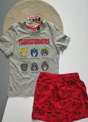 Комплект летний на мальчика 110-116 см (4-6 лет), шорты и футболка, трансформеры.