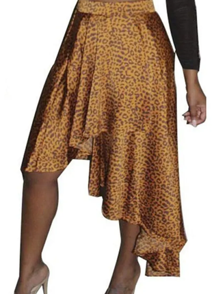 Асимметричная юбка в леопардовый принт р 44