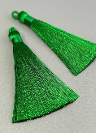 Шелковые кисти для сережек 8 см - зеленый