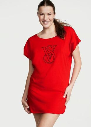 Ночная рубашка victoria's secret lightweight cotton dolman xs/s бордовая
