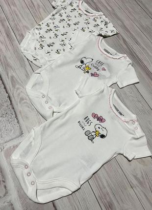 Комплект боді з коротким рукавом cool club для дівчинки "peanuts", 62 см