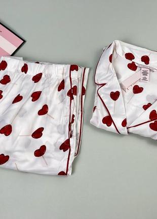 Сатиновая пижама брюки + рубашка victoria’s secret